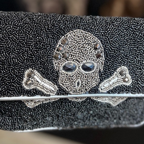 ☠️🖤MADE IN INDIA VIRAL Skull Beaded Shoulder Bag🖤☠️NWT - Picture 12 of 15